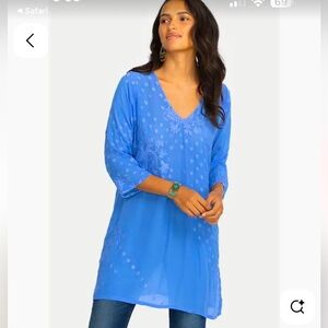 Johnny Was Blue 3/4 Sleeve Tunic